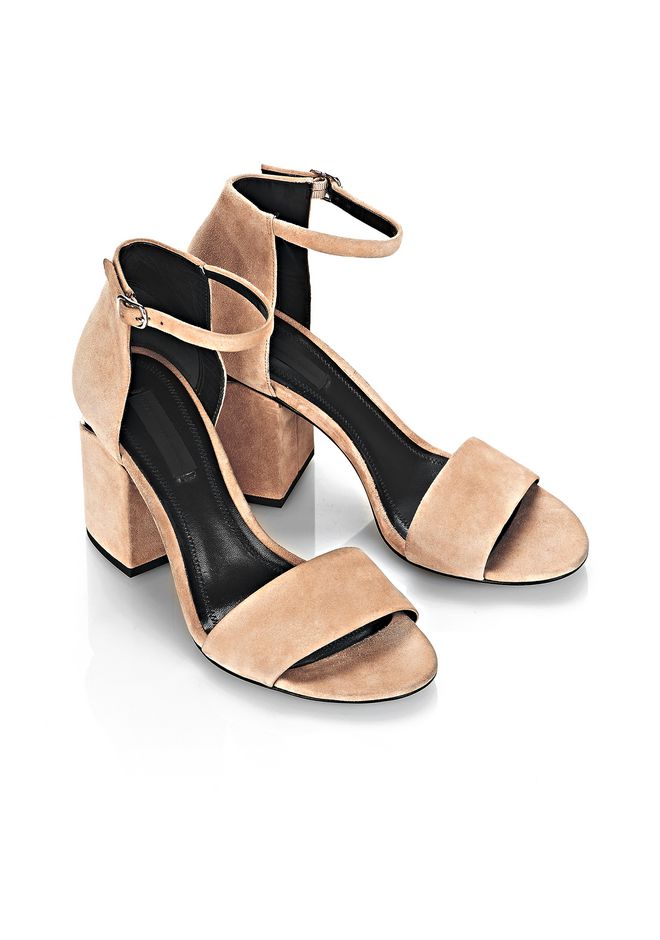 Alexander Wang ‎ABBY SUEDE SANDAL WITH RHODIUM ‎ ‎Heels‎ | Official Site