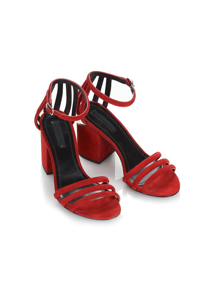 Alexander Wang âCAGE ABBY SUEDE SANDAL WITH RHODIUM â âHeelsâ | Official Site