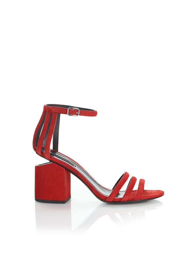 Alexander Wang âCAGE ABBY SUEDE SANDAL WITH RHODIUM â âHeelsâ | Official Site