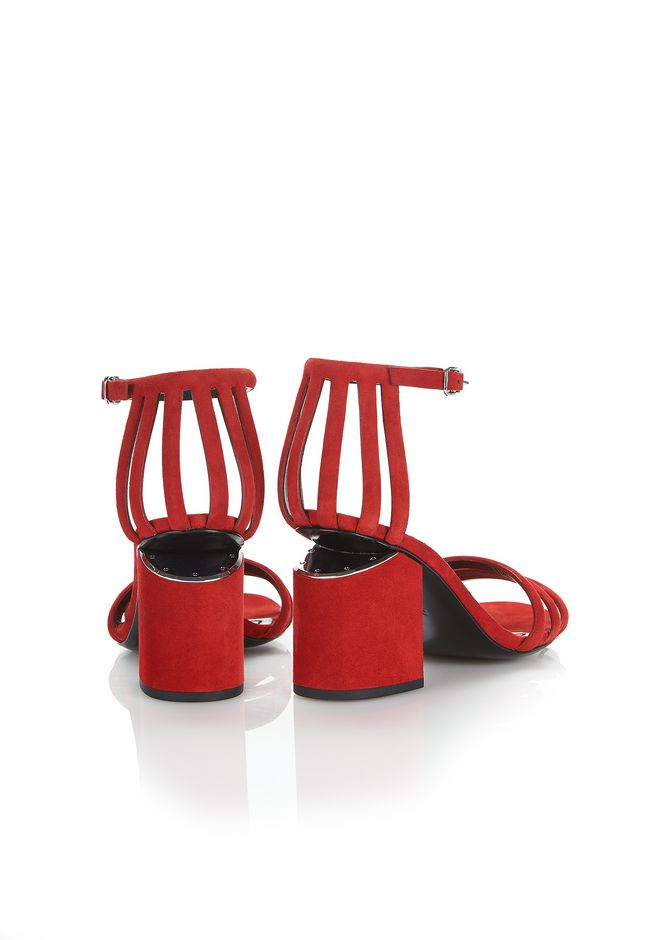 Alexander Wang âCAGE ABBY SUEDE SANDAL WITH RHODIUM â âHeelsâ | Official Site