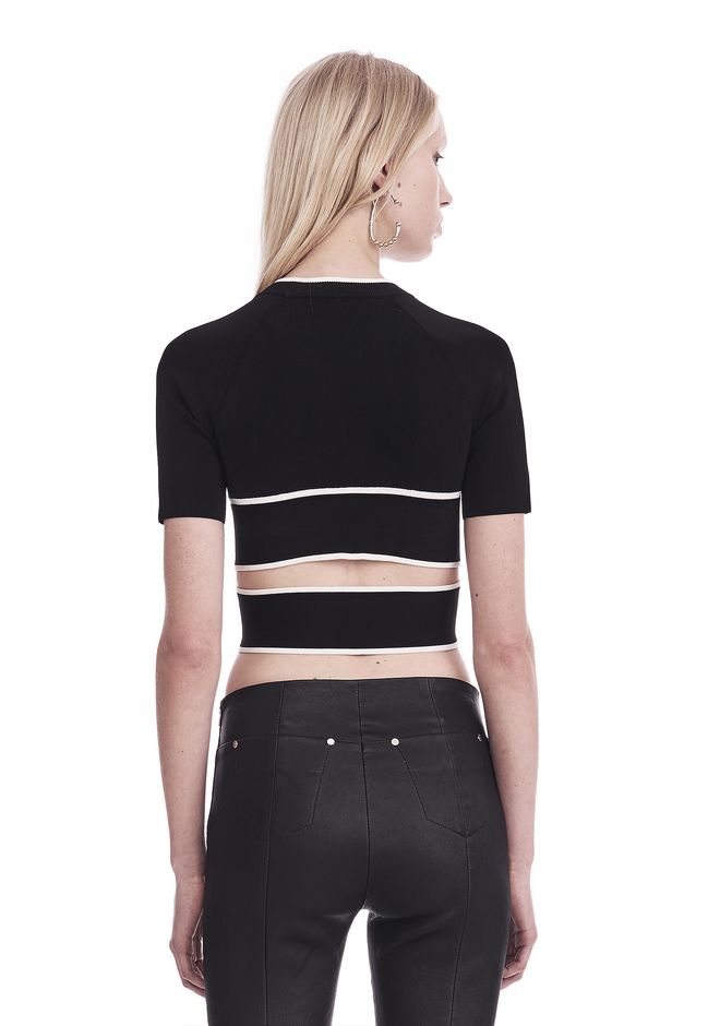 Alexander Wang ‎KNIT CRISS CROSS TOP WITH TIPPING ‎ ‎TOP‎ | Official Site