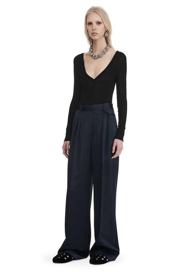 Alexander Wang âSHEER WOOLY RIB L/S DEEPV TOP â âTOPâ | Official Site