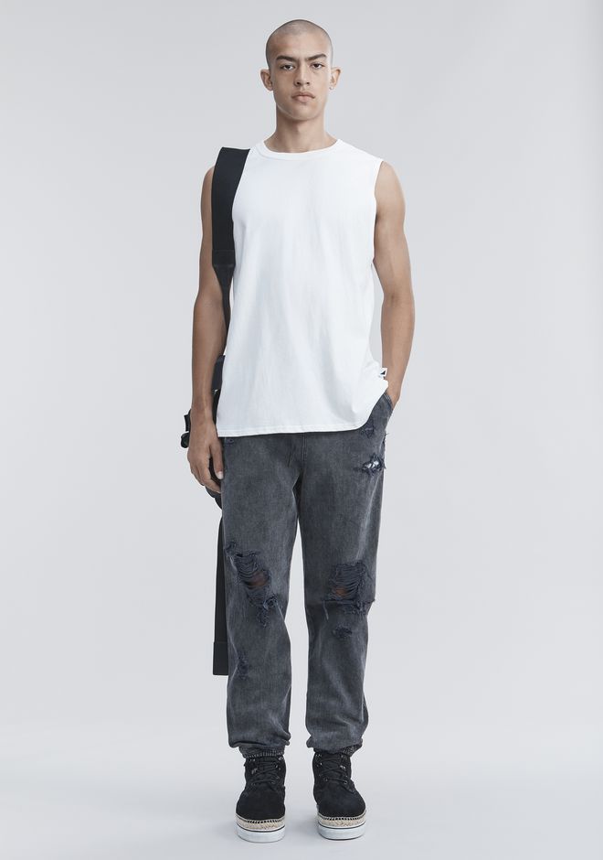 distressed white tank