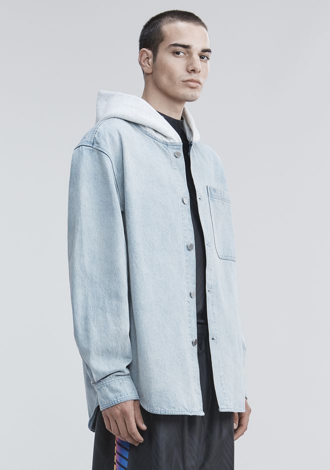 Alexander Wang ‎HOODED DENIM SHIRT ‎ ‎TOP‎ | Official Site