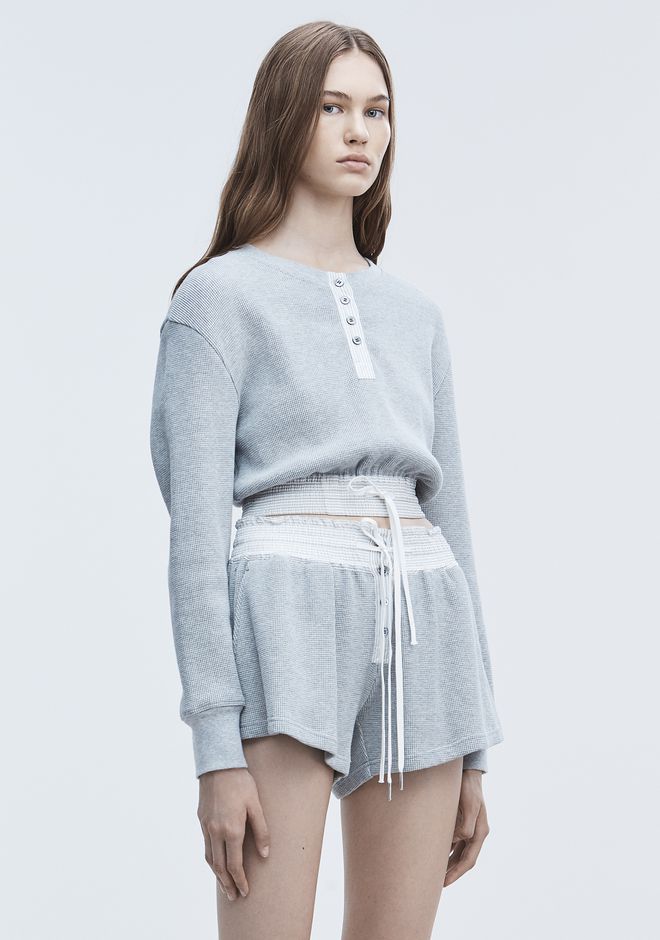 Alexander Wang ‎CROPPED WAFFLE SHIRT ‎ ‎TOP‎ | Official Site