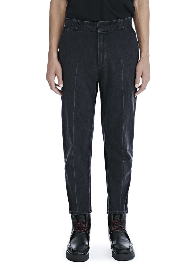 Alexander Wang âBLACK DENIM CREASED CROPPED TROUSERS â âPANTSâ | Official Site