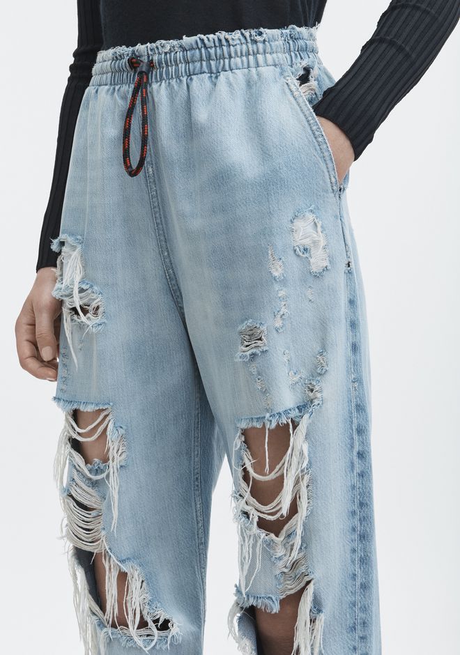 denim drawstring joggers