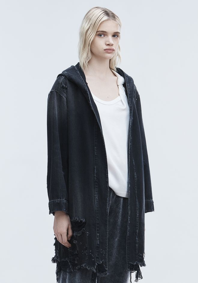 Alexander Wang ‎SHORT DISTRESSED ROBE ‎ ‎DENIM‎ | Official Site