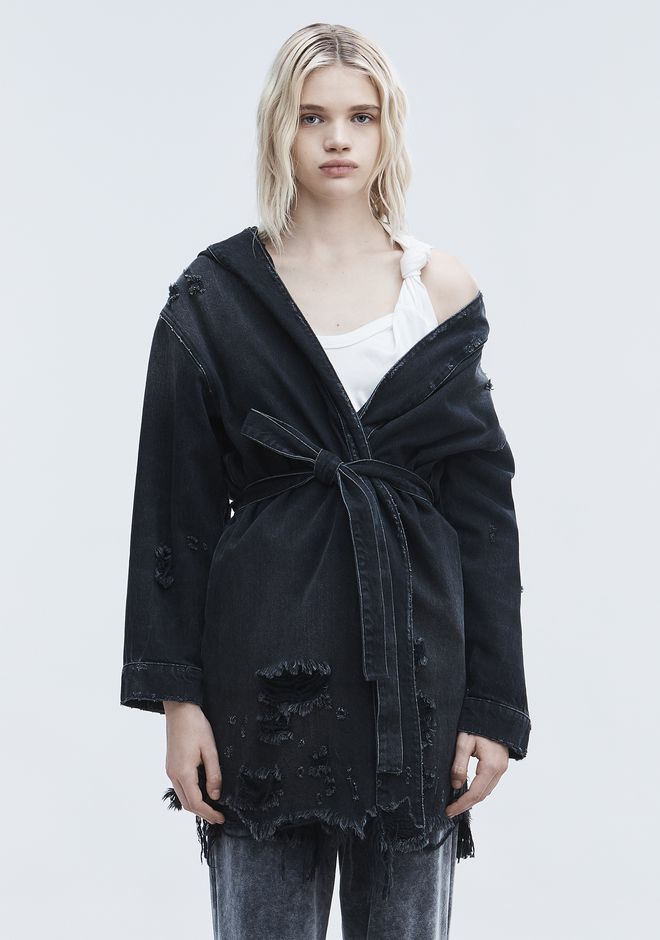 Alexander Wang ‎SHORT DISTRESSED ROBE ‎ ‎DENIM‎ | Official Site