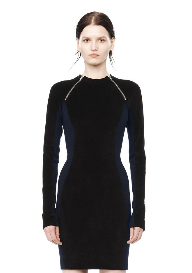 Alexander Wang ‎LONG SLEEVE VELVET SCUBA DRESS ‎ ‎Long Dress ...