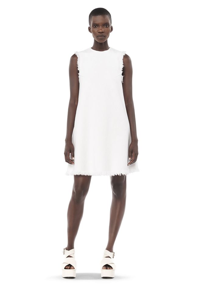 Alexander Wang ‎FRAYED BURLAP SLEEVELESS A LINE DRESS ‎ ‎Short Dress‎ Official Site