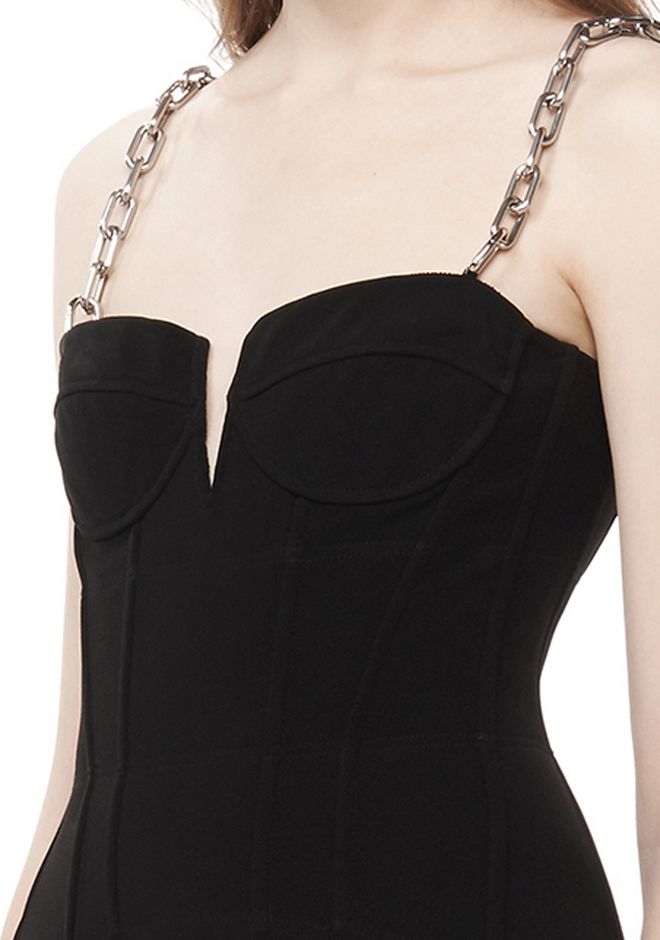 Alexander Wang ‎A LINE BUSTIER DRESS WITH CHAIN STRAPS ‎ ‎3/4 Length