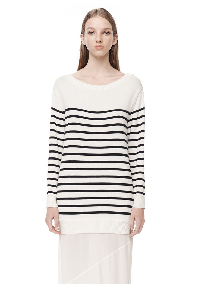 Alexander Wang ‎STRIPE KNIT PULLOVER DRESS WITH SILK SKIRT ‎ ‎Long