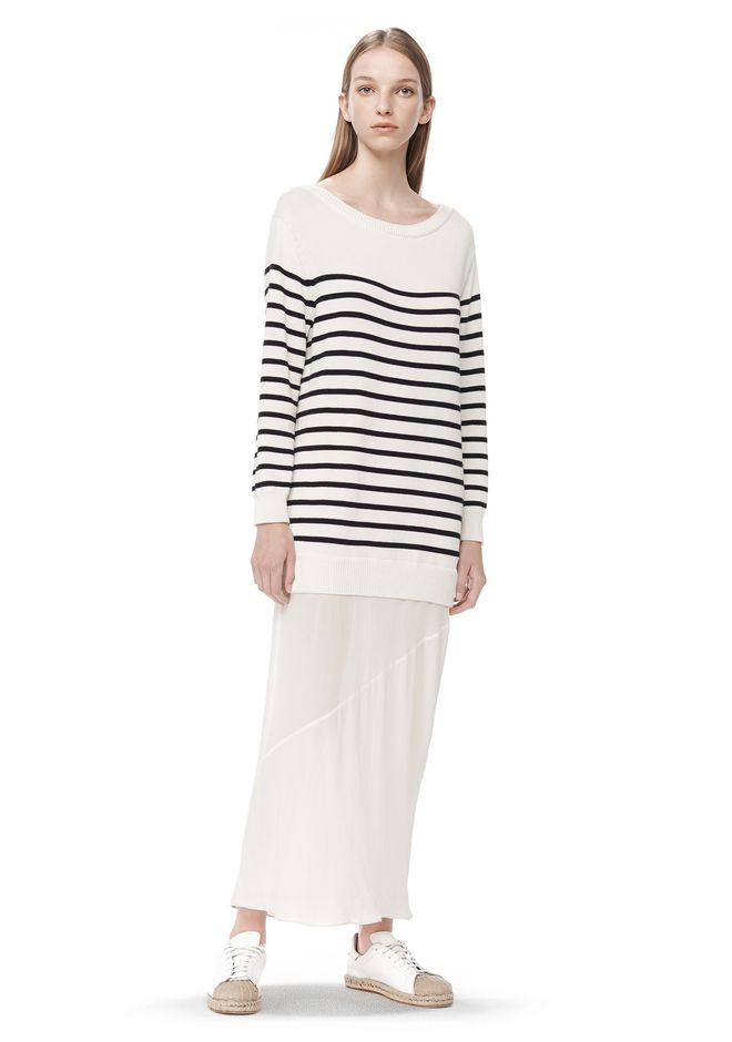 Alexander Wang ‎STRIPE KNIT PULLOVER DRESS WITH SILK SKIRT ‎ ‎Long