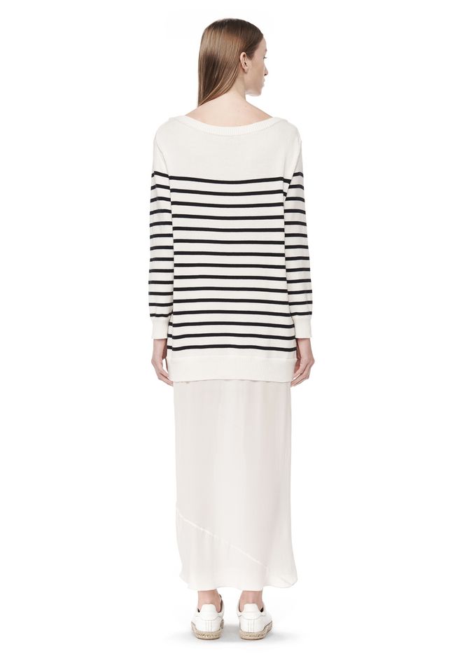 Alexander Wang ‎STRIPE KNIT PULLOVER DRESS WITH SILK SKIRT ‎ ‎Long