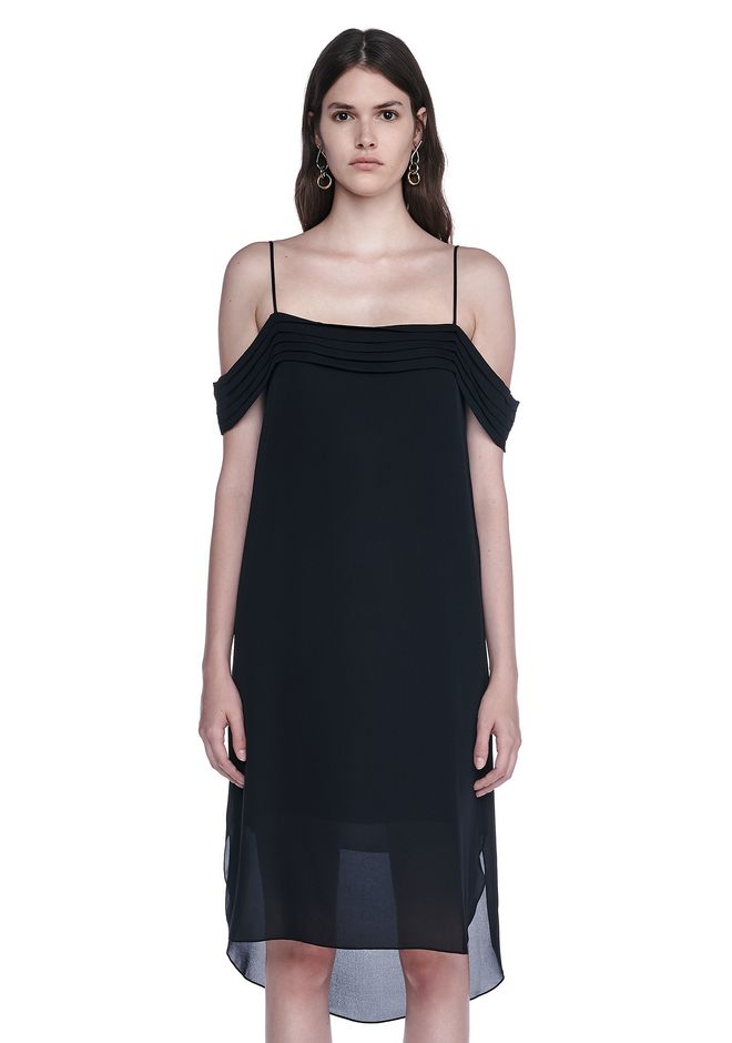 Alexander Wang ‎SILK PLEATED OFF THE SHOULDER DRESS ‎ ‎Short