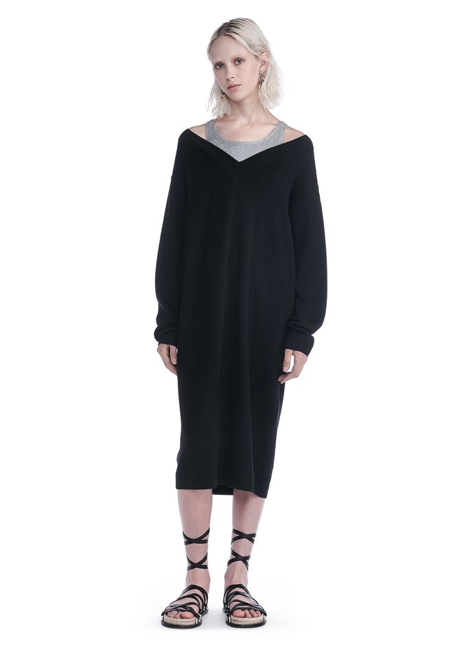 Alexander Wang ‎KNIT PULLOVER DRESS WITH INNER COTTON TANK ‎ ‎KNIT