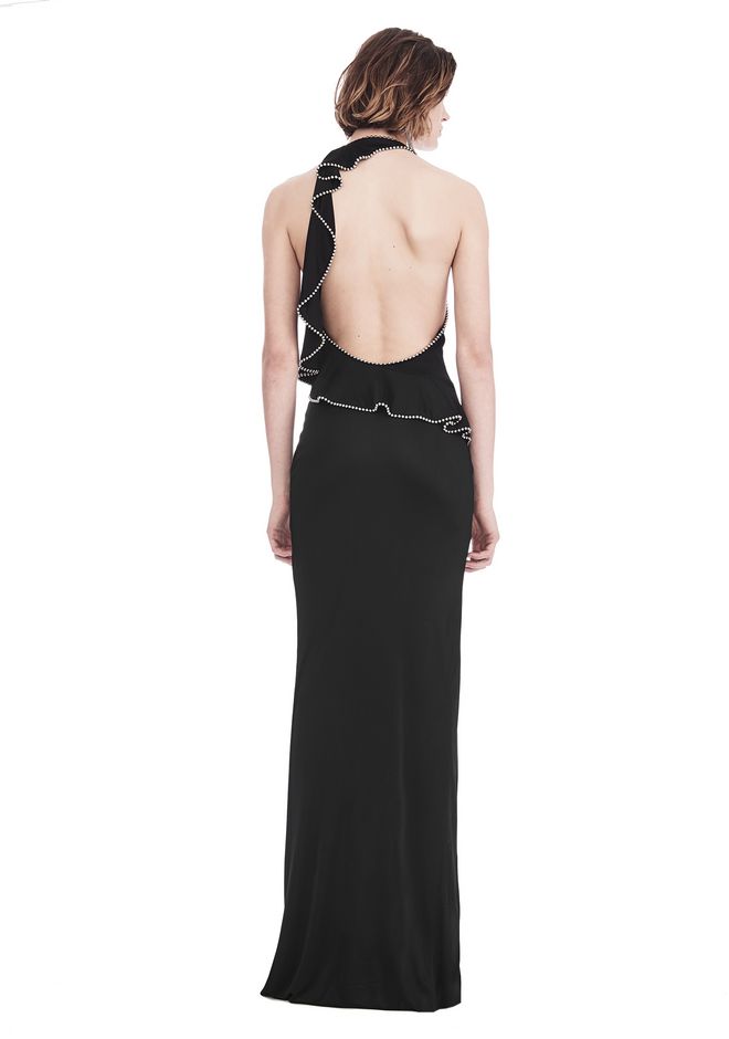 Alexander Wang ‎GOWN WITH ASYMMETRIC BALL CHAIN FLOUNCE ‎ ‎Long Dress ...