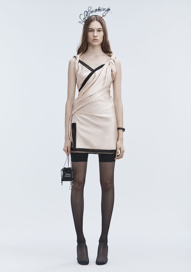 Alexander Twisted Slip Dress Short Official Site Alexander Twisted Slip Dress Short 12 N F