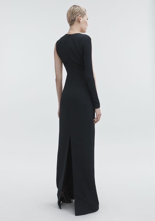 asymmetrical cutout column gown