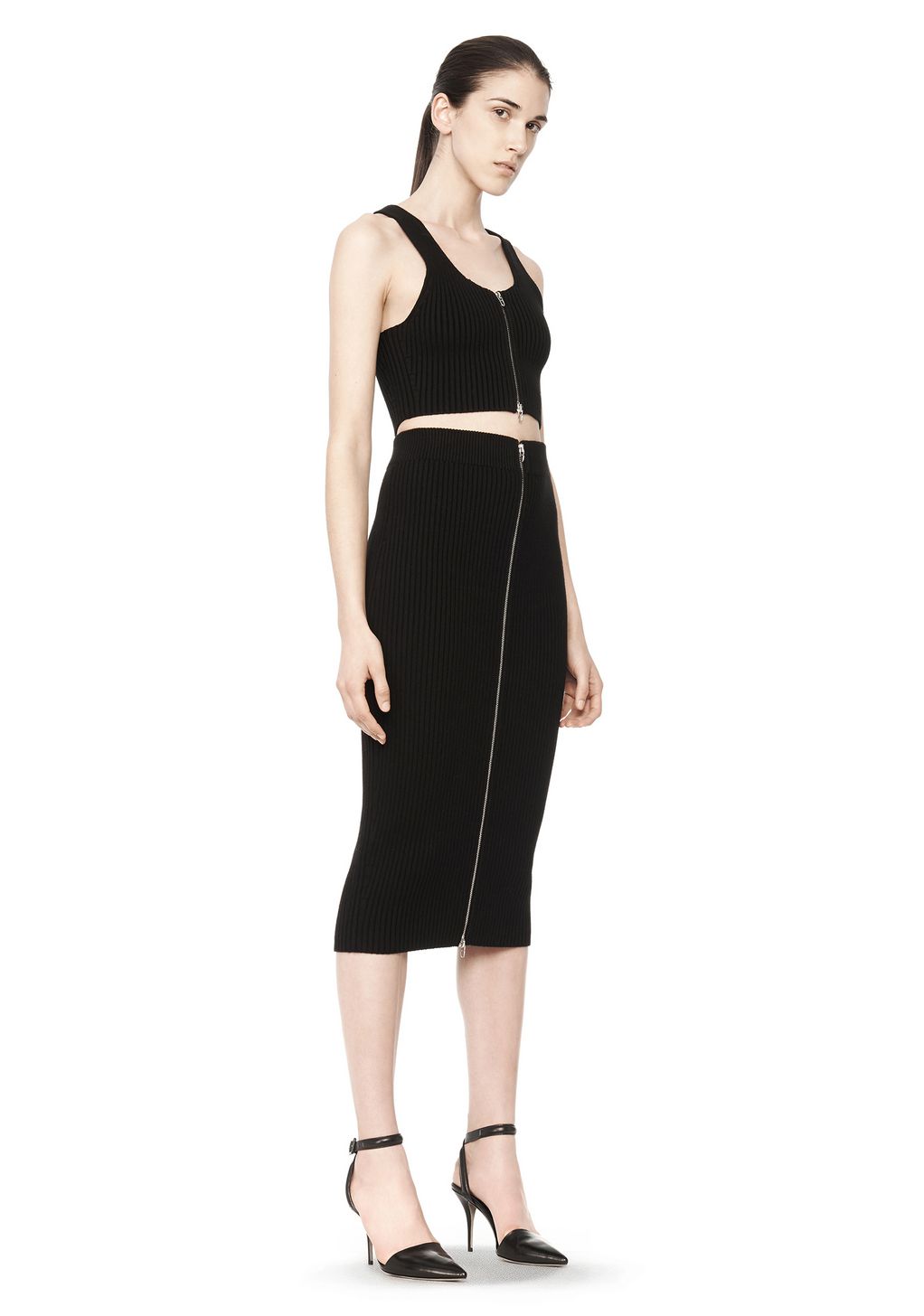 Alexander Wang ‎RIBBED MIDI PENCIL SKIRT ‎ ‎SKIRT‎ | Official Site