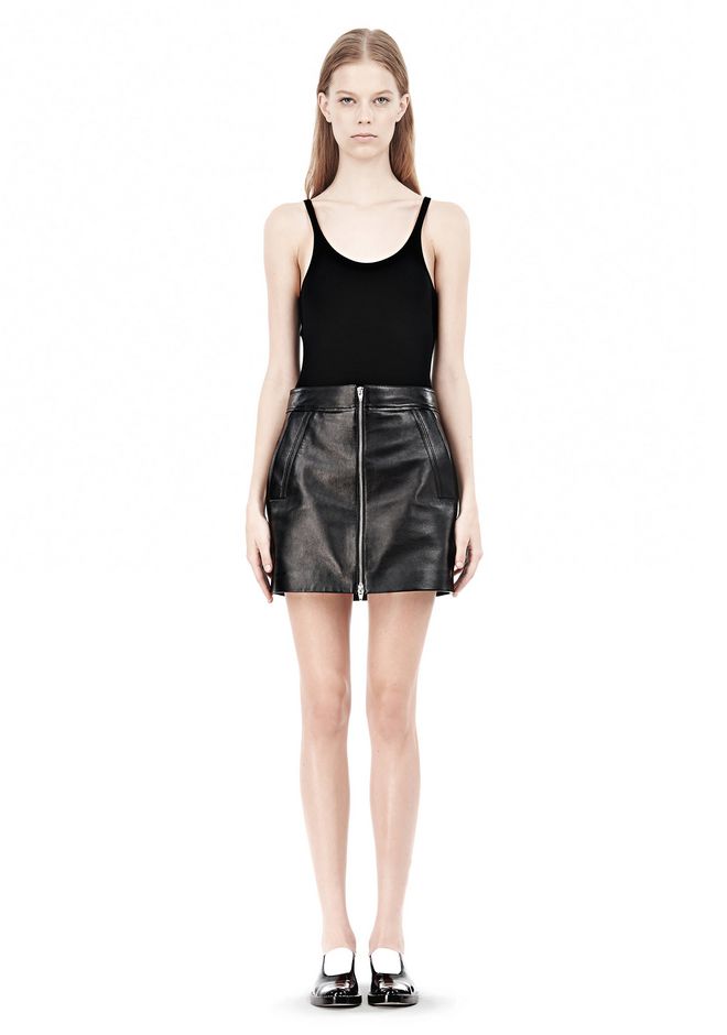 Alexander Wang ‎LEATHER TWO WAY ZIP SKIRT WITH PATCH POCKETS ‎ ‎SKIRT ...