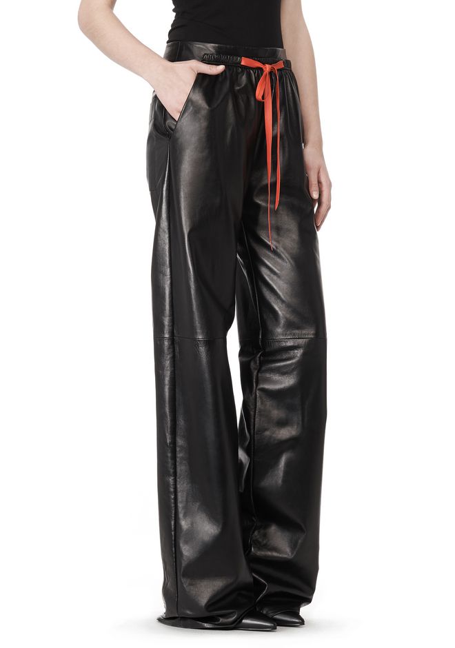 Alexander Wang ‎WIDE LEG LEATHER PANT WITH CONTRAST DRAWSTRING ‎ ‎PANTS ...