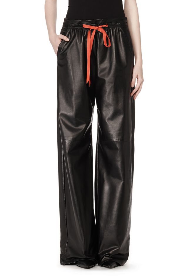 Alexander Wang ‎WIDE LEG LEATHER PANT WITH CONTRAST DRAWSTRING ‎ ‎PANTS ...