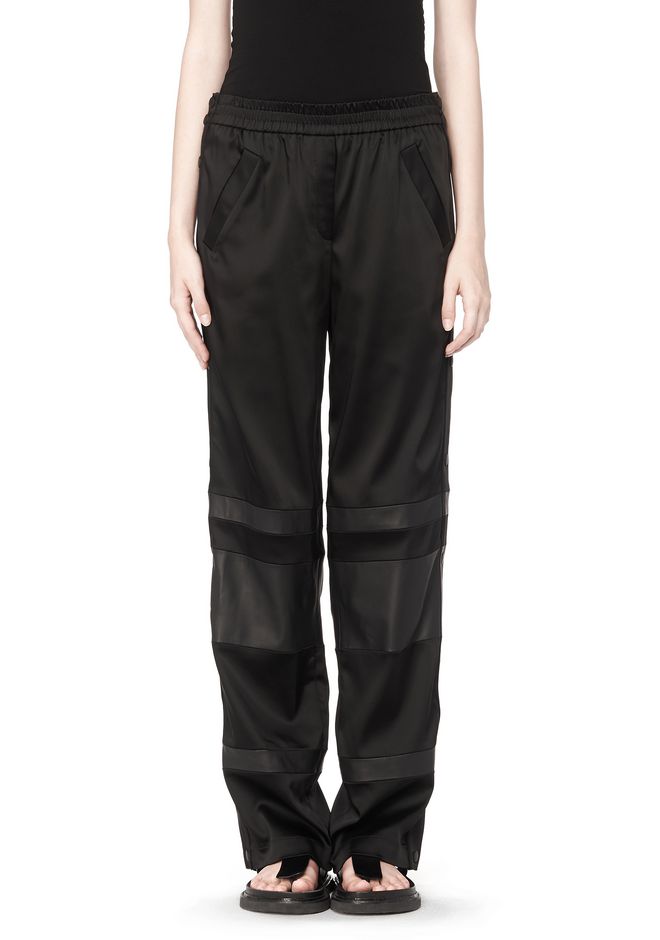 Alexander Wang ‎SATIN TRACK PANTS WITH LEATHER STRIPE COMBO ‎ ‎PANTS ...