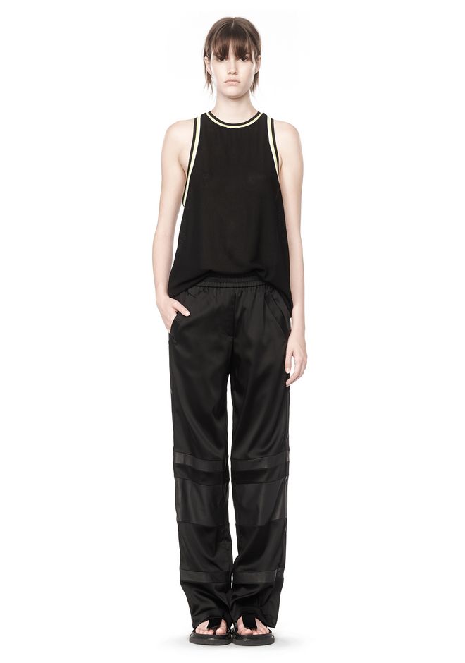 Alexander Wang ‎SATIN TRACK PANTS WITH LEATHER STRIPE COMBO ‎ ‎PANTS ...