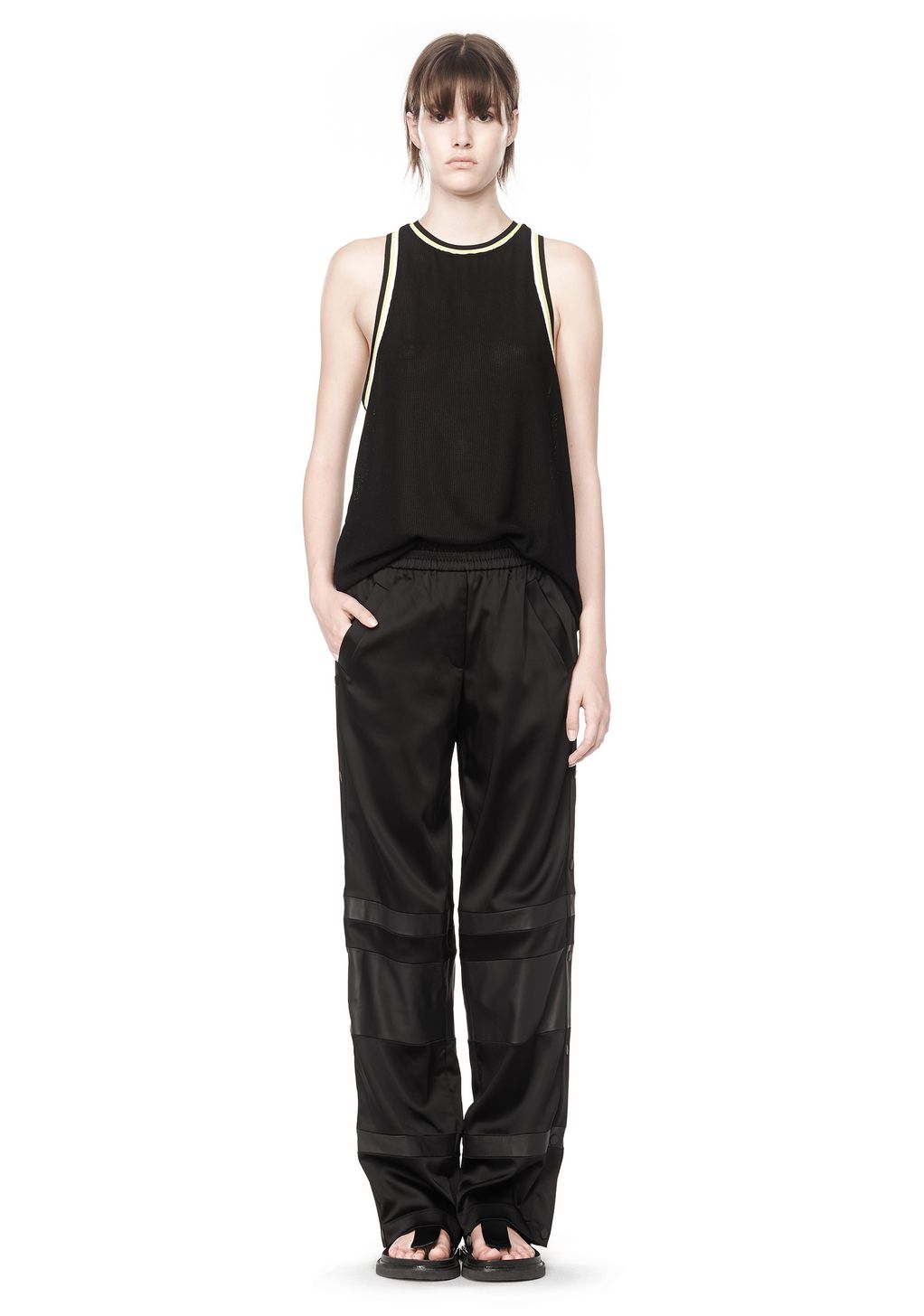 Alexander Wang ‎SATIN TRACK PANTS WITH LEATHER STRIPE COMBO ‎ ‎PANTS ...