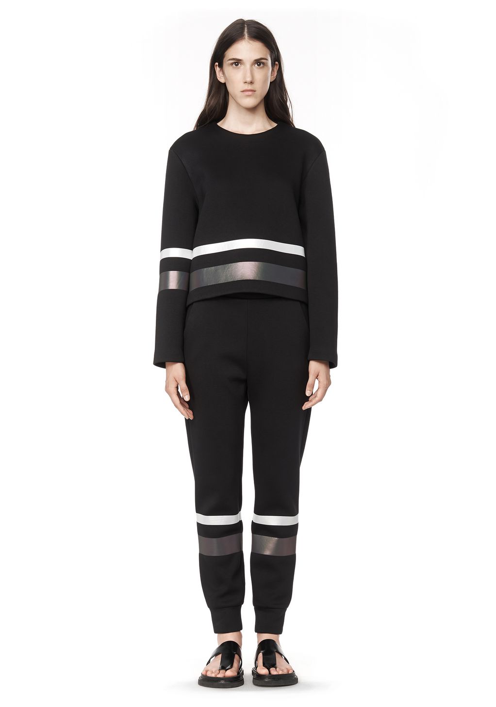 Alexander Wang ‎SCUBA SWEATPANTS WITH REFLECTIVE STRIPES ‎ ‎PANTS