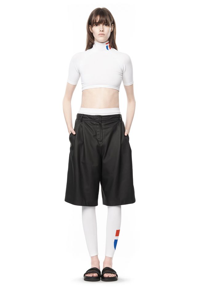 Alexander Wang ‎LEATHER WIDE LEG SKATER SHORTS ‎ ‎SHORTS‎ | Official Site