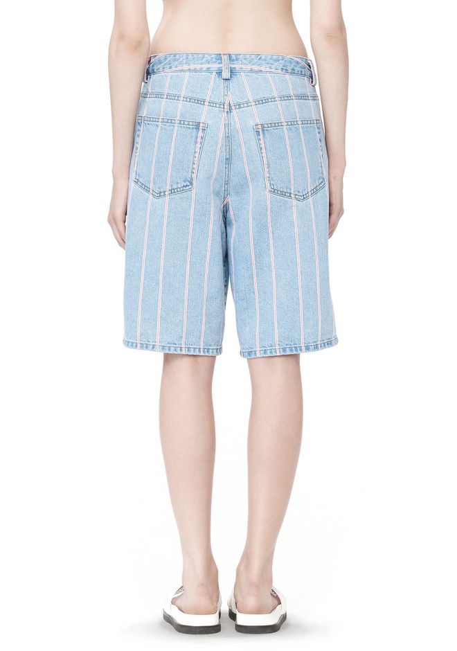 Alexander Wang ‎STRIPED DENIM SKATER SHORTS ‎ ‎SHORTS‎ Official Site