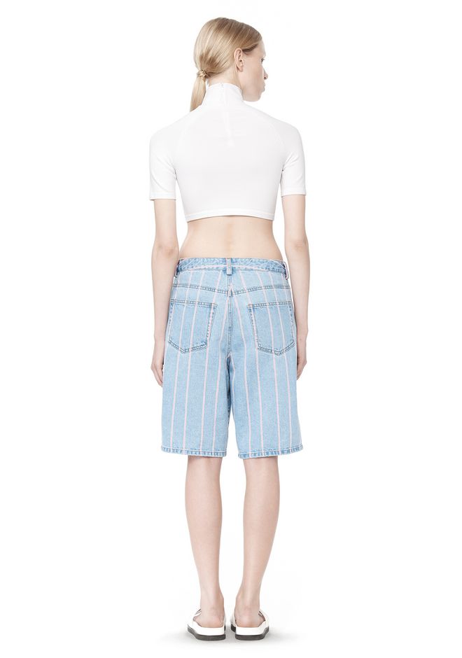 Alexander Wang ‎STRIPED DENIM SKATER SHORTS ‎ ‎SHORTS‎ Official Site