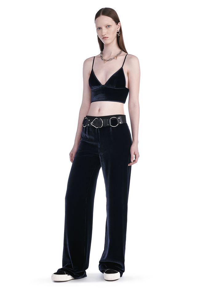 velvet pants wide leg