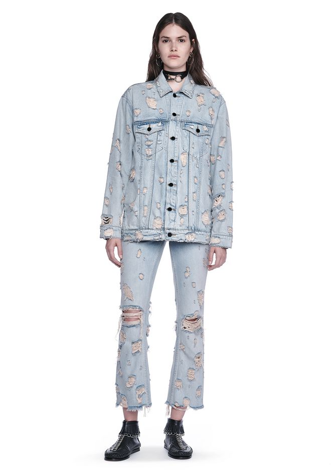 Alexander Wang ‎daze Scratch Oversized Denim Jacket ‎ ‎denim‎ Official Site 