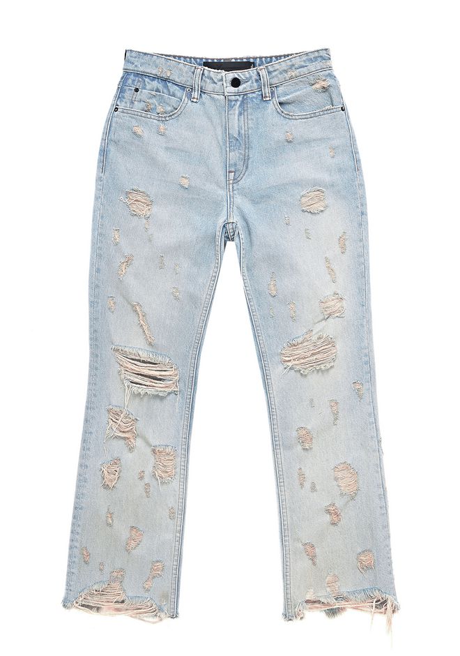 Alexander Wang ‎GRIND SCRATCH CROPPED FLARE JEAN ‎ ‎DENIM‎ Official Site