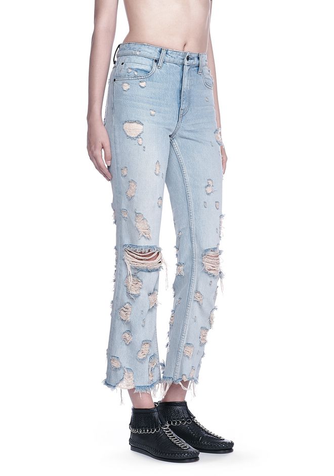 Alexander Wang ‎GRIND SCRATCH CROPPED FLARE JEAN ‎ ‎DENIM‎ | Official Site