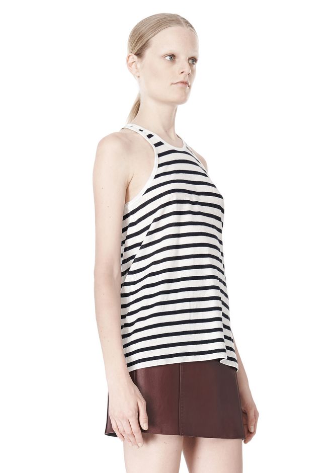 Alexander Wang ‎STRIPE LINEN COTTON TANK ‎ ‎TOP‎ | Official Site