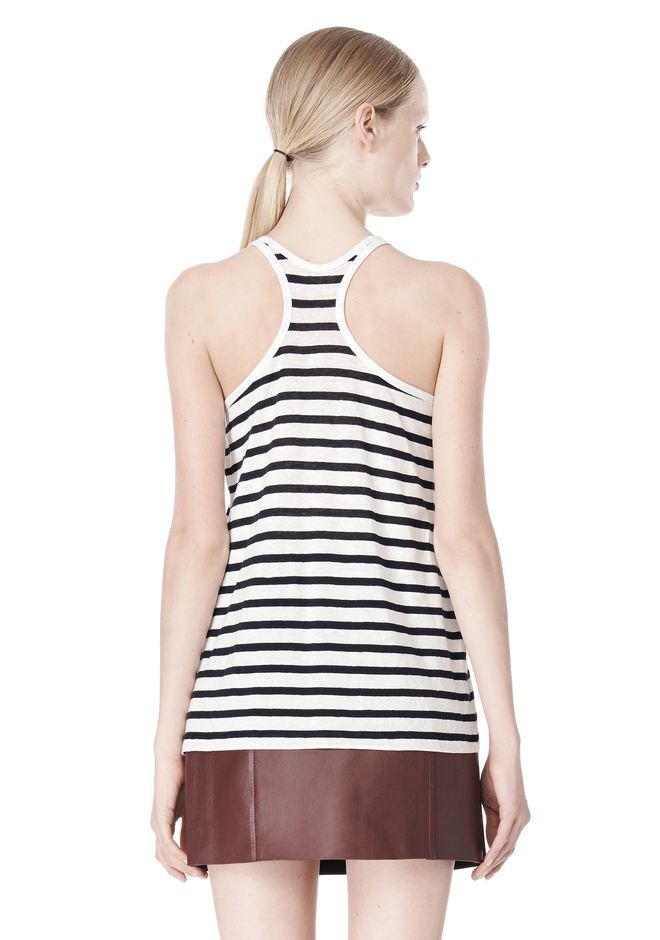 Alexander Wang ‎STRIPE LINEN COTTON TANK ‎ ‎TOP‎ | Official Site