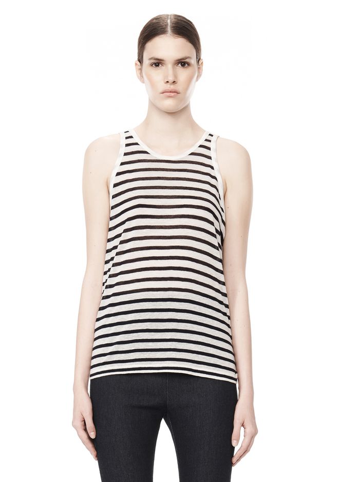 Alexander Wang ‎STRIPE RAYON LINEN TANK ‎ ‎TOP‎ Official Site