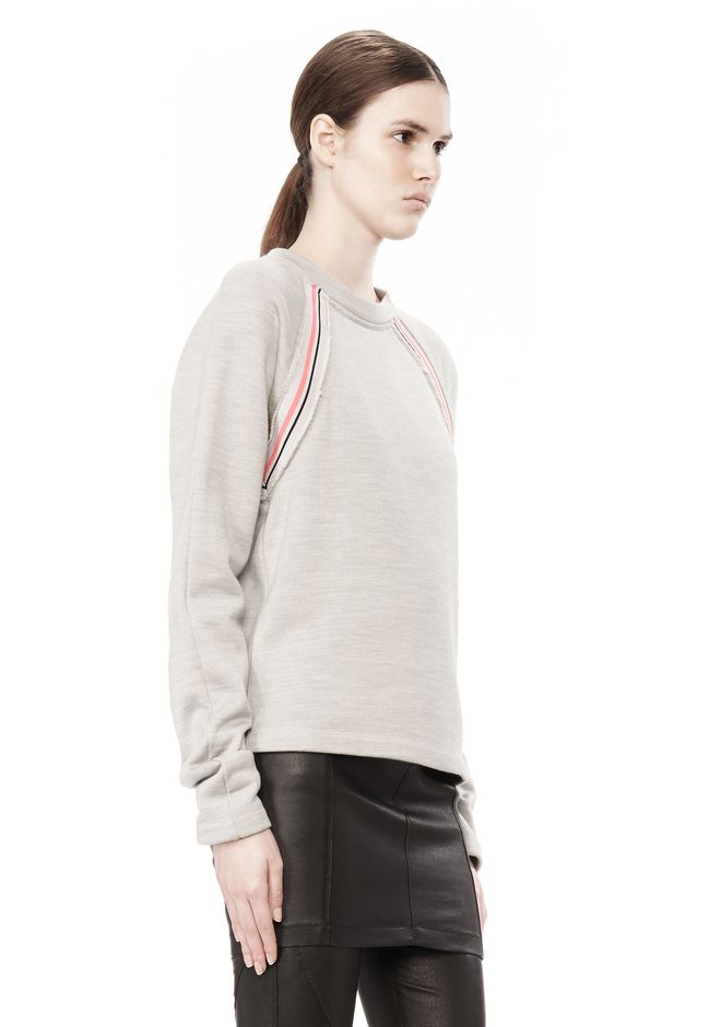 Alexander Wang ‎melange Fleece Crewneck Pullover With Rib Detail ‎ ‎top‎ Official Site 9418