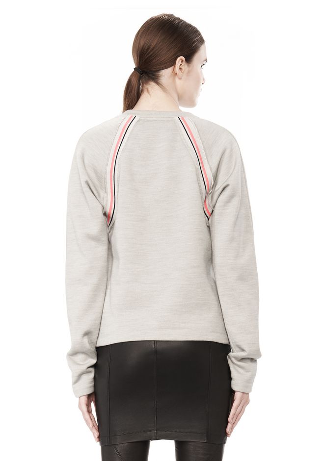 Alexander Wang ‎melange Fleece Crewneck Pullover With Rib Detail ‎ ‎top‎ Official Site 3546