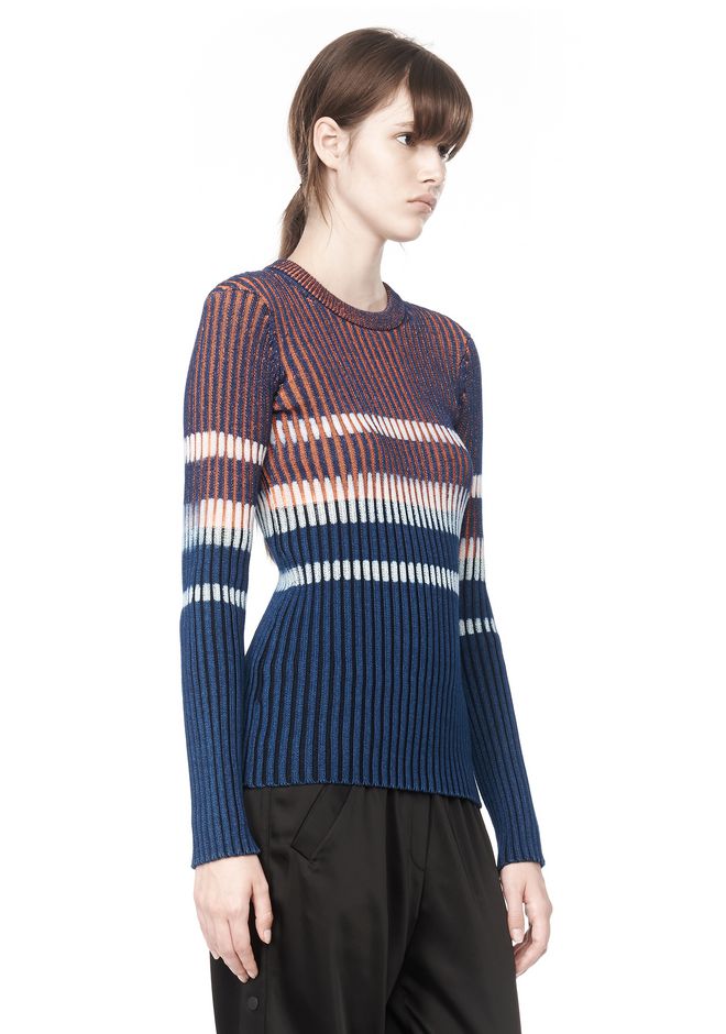 Alexander Wang ‎BLEACH STRIPE FITTED PULLOVER ‎ ‎TOP‎ | Official Site