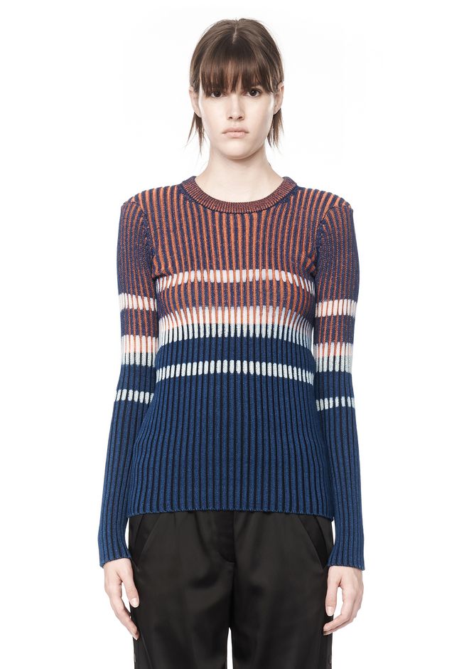 Alexander Wang ‎BLEACH STRIPE FITTED PULLOVER ‎ ‎TOP‎ | Official Site