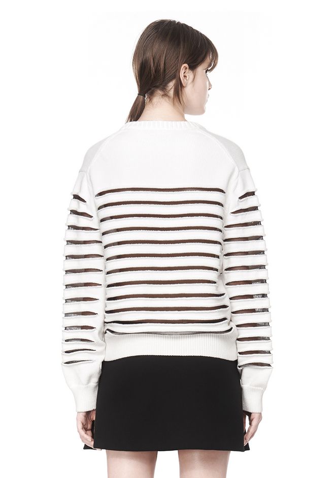 Alexander Wang âSHEER STRIPED PEELAWAY SWEATER â âTOPâ |Official Site