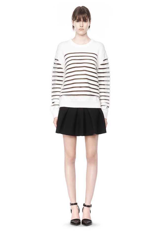 Alexander Wang ‎SHEER STRIPED PEELAWAY SWEATER ‎ ‎TOP‎ | Official Site