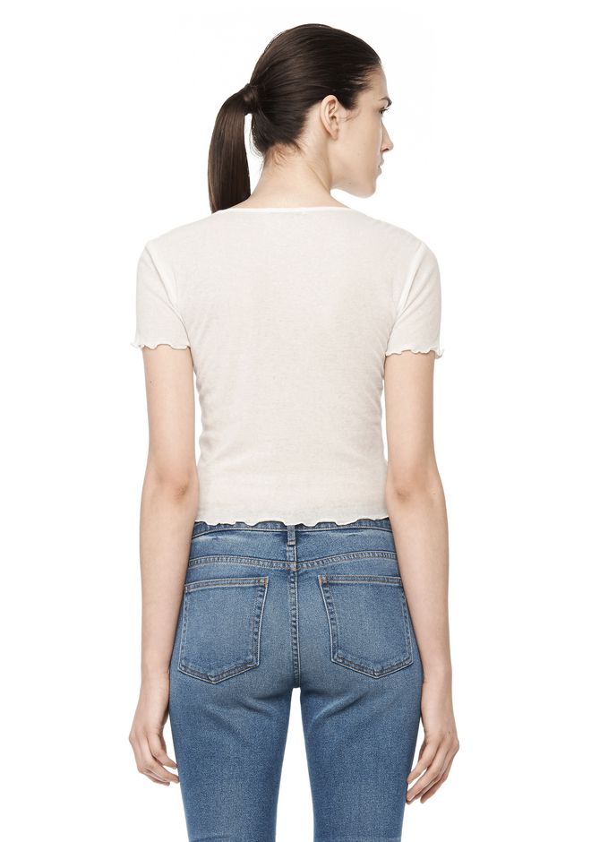 Alexander Wang ‎CROPPED RUFFLE TEE ‎ ‎TOP‎ |Official Site
