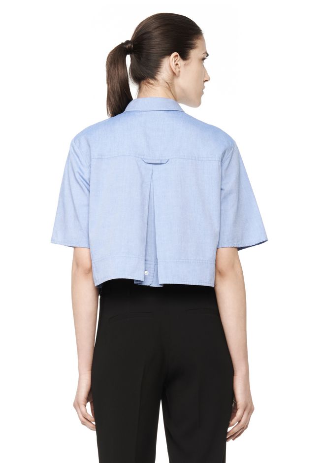 long sleeve cropped collared shirt